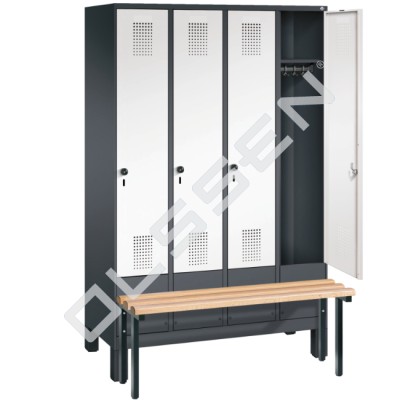 4-person clothing locker with pre-built bench (Evo)
